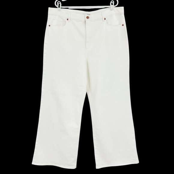 Loft Women's Wide Leg Stretch Modern Fit High Rise White Jeans Size 34/18 NWOT - Picture 1 of 11